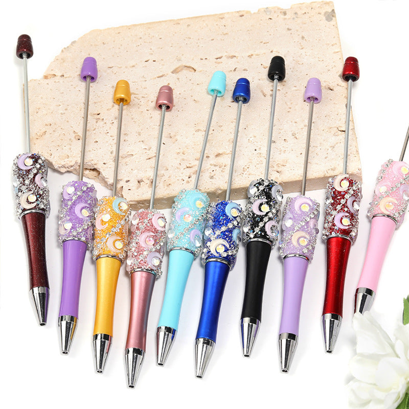 Wholesale 5pcs Creative DIY Moon Mermaid Beads Sugar Heavy Industries Water Diamond Chain Beads Multi Color Ballpoint Pen